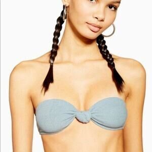 TOPSHOP Velour Knot Bandeau Bikini Top
